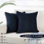 Decorative Cushion Covers Set of 2 Hidden Zipper - Royal Blue