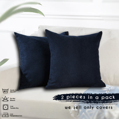 Decorative Cushion Covers Set of 2 Hidden Zipper - Royal Blue
