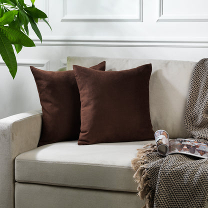 Decorative Cushion Covers Set of 2 Hidden Zipper - Dark Brown