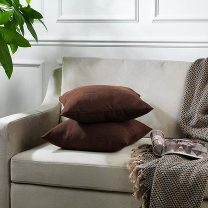 Decorative Cushion Covers Set of 2 Hidden Zipper - Dark Brown