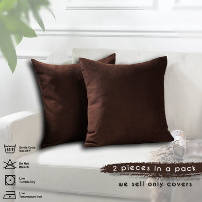 Decorative Cushion Covers Set of 2 Hidden Zipper - Dark Brown
