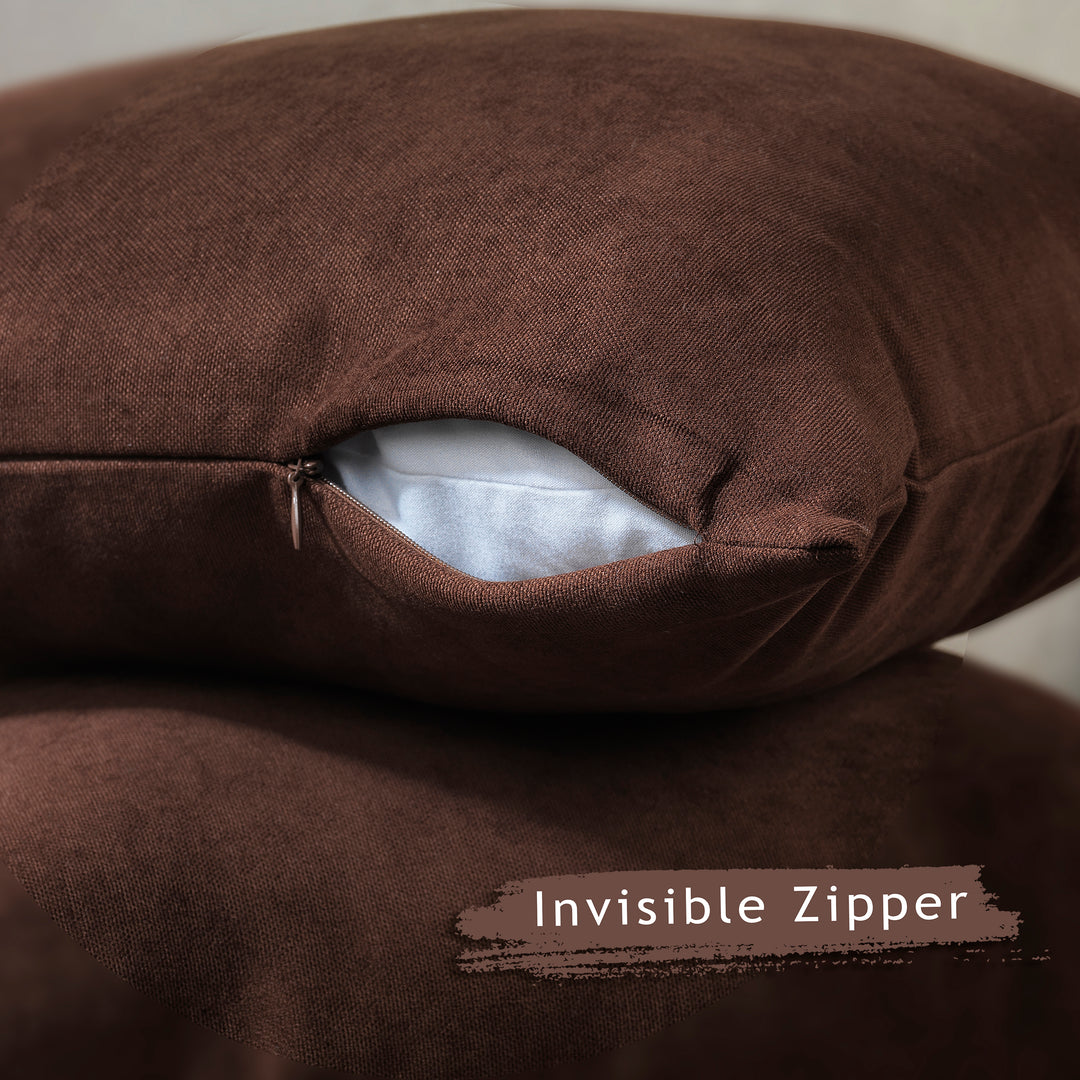 Decorative Cushion Covers Set of 2 Hidden Zipper - Dark Brown