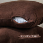 Decorative Cushion Covers Set of 2 Hidden Zipper - Dark Brown