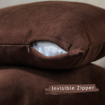 Decorative Cushion Covers Set of 2 Hidden Zipper - Dark Brown