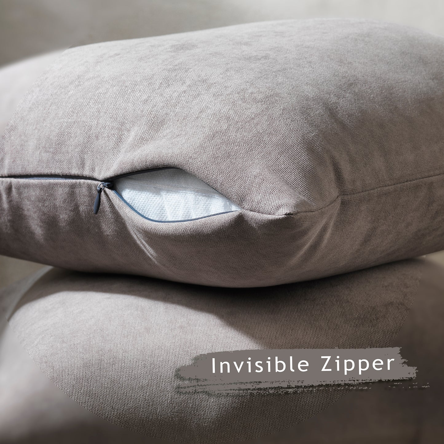 Decorative Cushion Covers Set of 2 Hidden Zipper - Stone