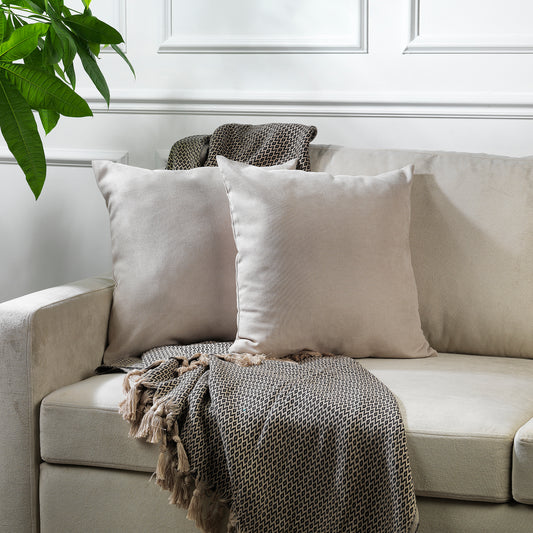 Decorative Cushion Covers Set of 2 Hidden Zipper - Light Stone