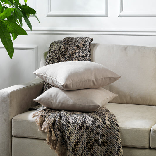 Decorative Cushion Covers Set of 2 Hidden Zipper - Light Stone