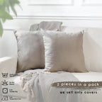 Decorative Cushion Covers Set of 2 Hidden Zipper - Light Stone