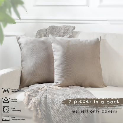 Decorative Cushion Covers Set of 2 Hidden Zipper - Light Stone