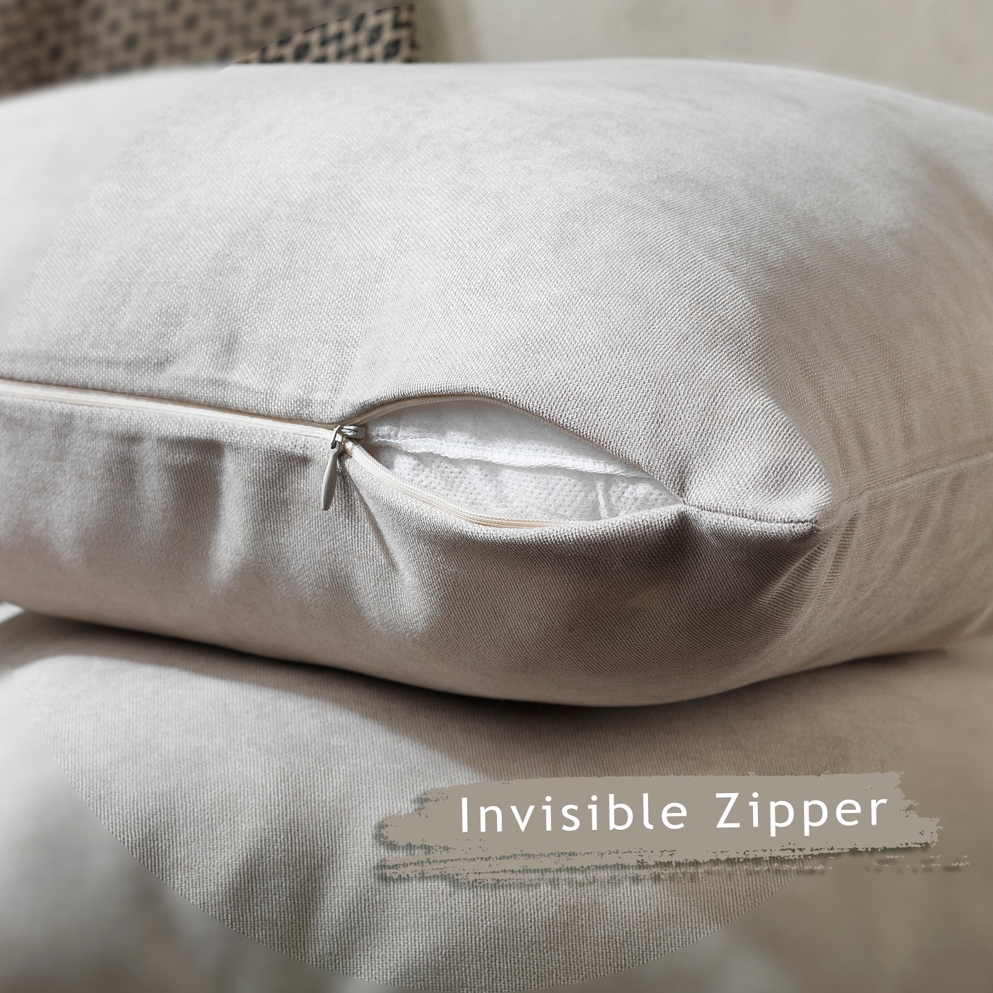 Decorative Cushion Covers Set of 2 Hidden Zipper - Light Stone