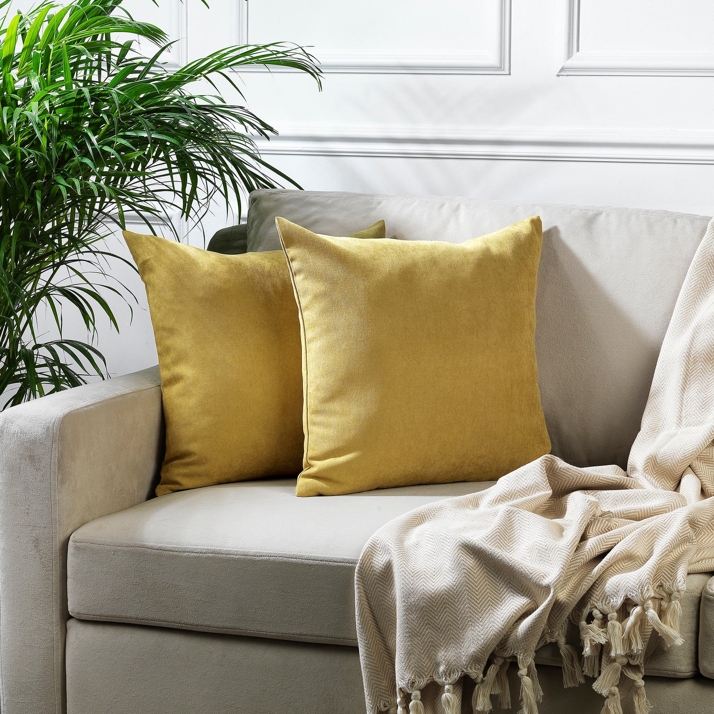 Decorative Cushion Covers Set of 2 Hidden Zipper - Olive Green