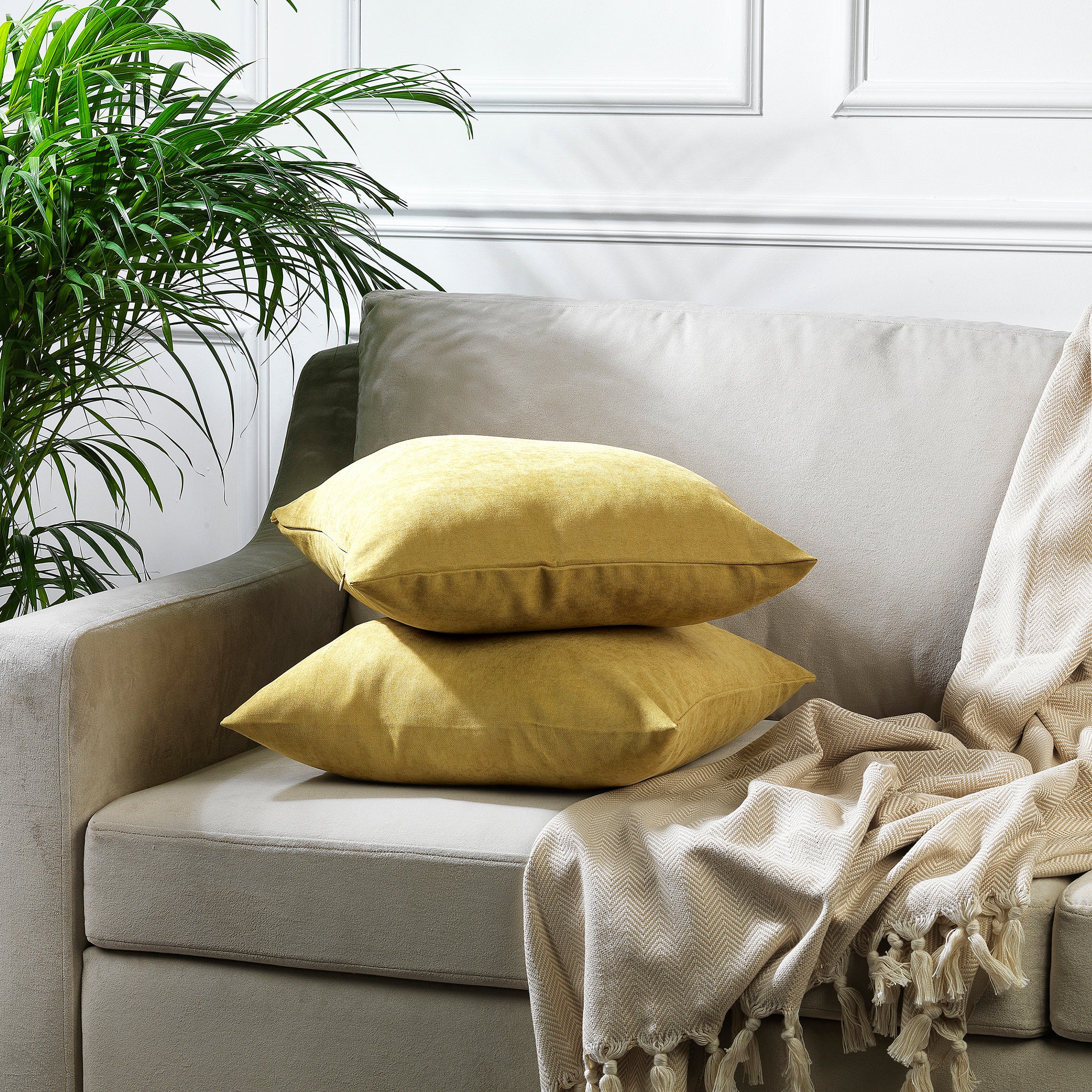 Decorative Cushion Covers Set of 2 Hidden Zipper - Olive Green