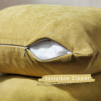 Decorative Cushion Covers Set of 2 Hidden Zipper - Olive Green