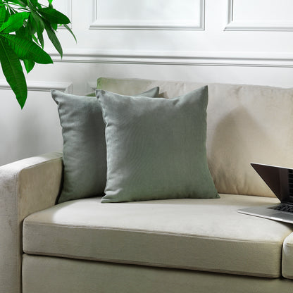 Decorative Cushion Covers Set of 2 Hidden Zipper - Leaf Green
