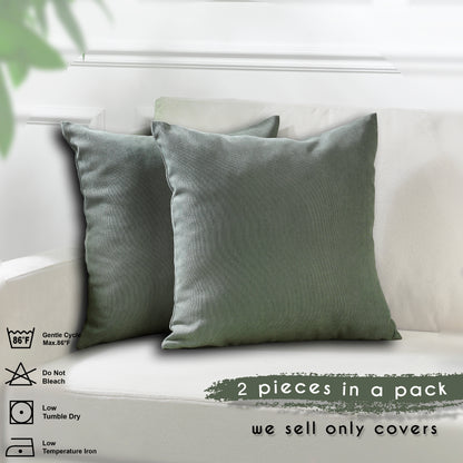 Decorative Cushion Covers Set of 2 Hidden Zipper - Leaf Green