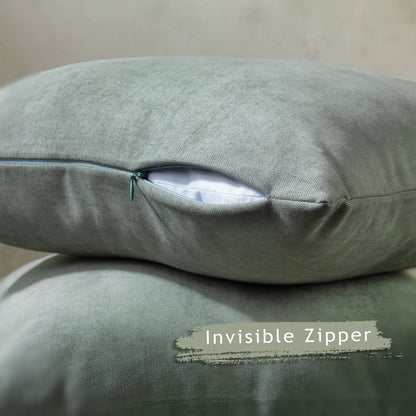 Decorative Cushion Covers Set of 2 Hidden Zipper - Leaf Green