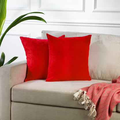 Decorative Cushion Covers Set of 2 Hidden Zipper - Red