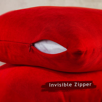 Decorative Cushion Covers Set of 2 Hidden Zipper - Red