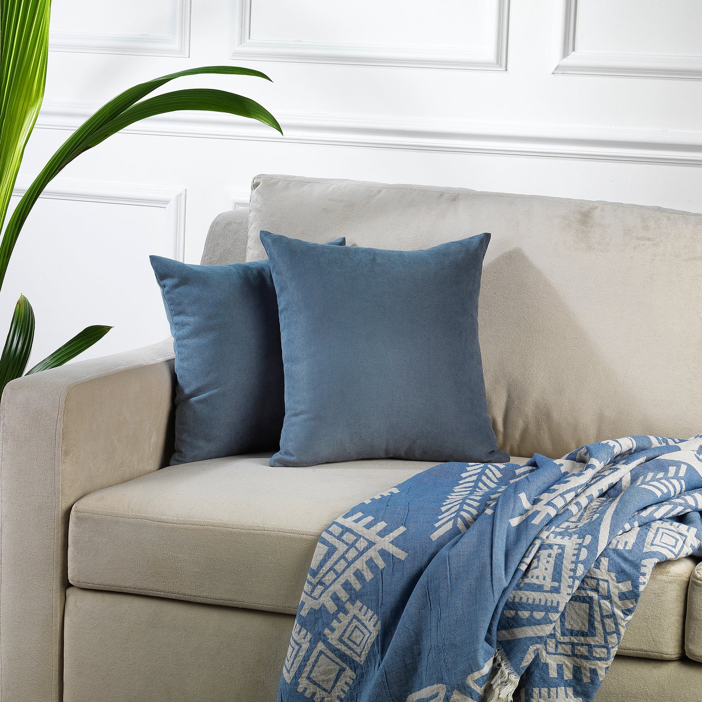 Decorative Cushion Covers Set of 2 Hidden Zipper - Sky Blue