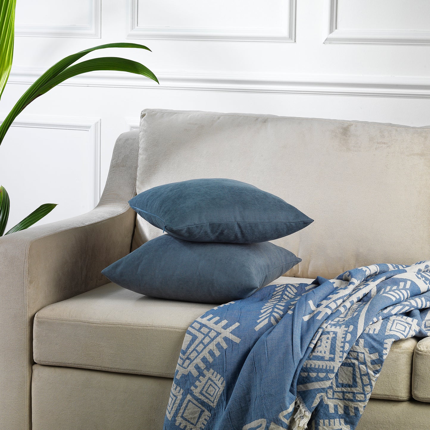 Decorative Cushion Covers Set of 2 Hidden Zipper - Sky Blue