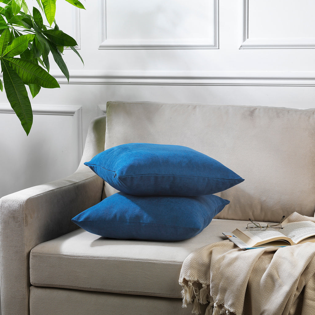 Decorative Cushion Covers Set of 2 Hidden Zipper - Navy Blue