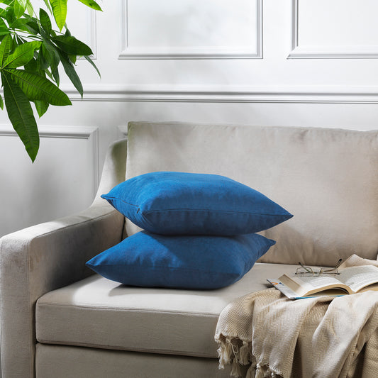 Decorative Cushion Covers Set of 2 Hidden Zipper - Navy Blue