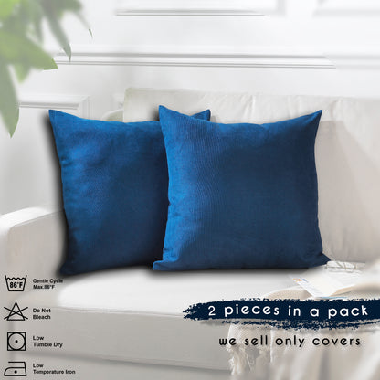 Decorative Cushion Covers Set of 2 Hidden Zipper - Navy Blue