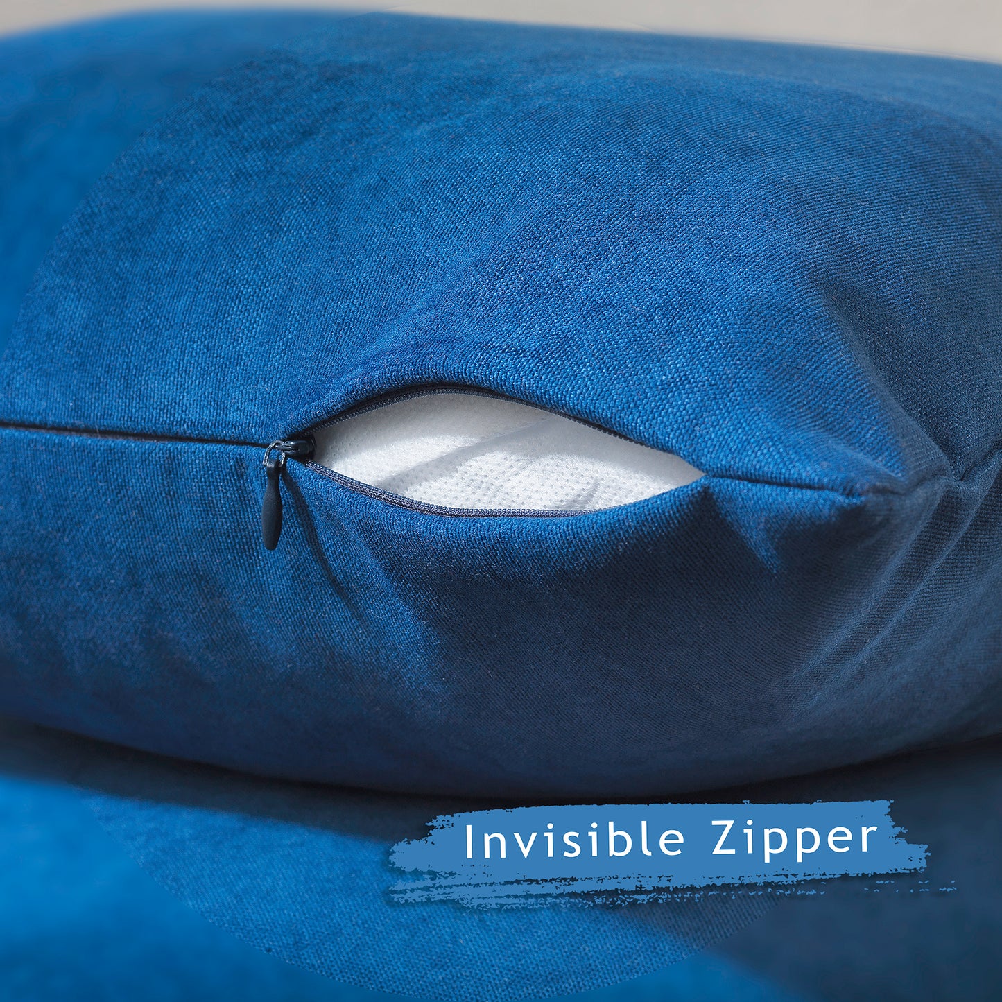 Decorative Cushion Covers Set of 2 Hidden Zipper - Navy Blue