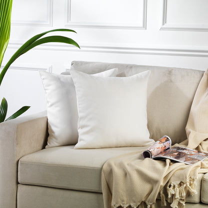Decorative Cushion Covers Set of 2 Hidden Zipper - Off White