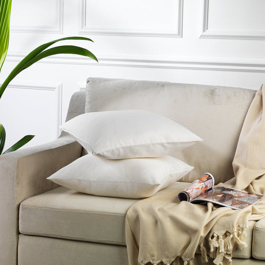 Decorative Cushion Covers Set of 2 Hidden Zipper - Off White