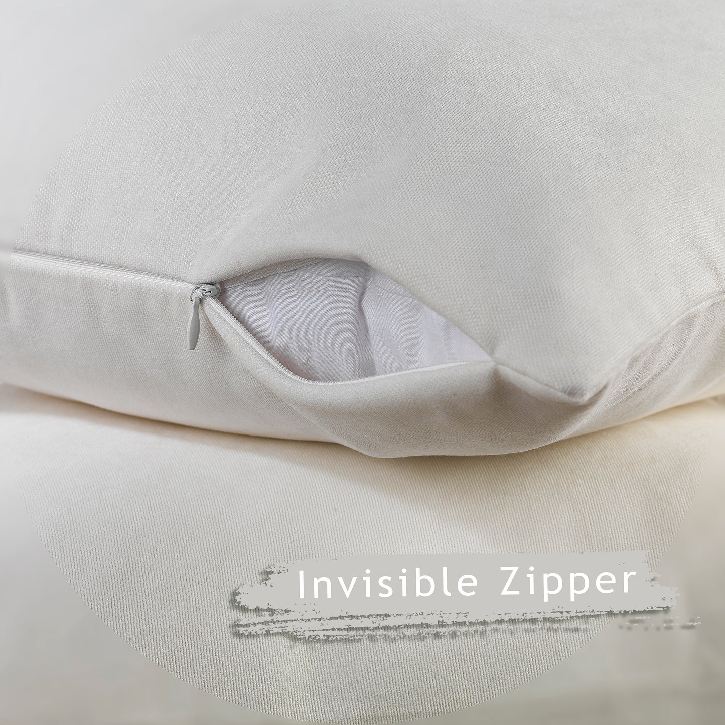 Decorative Cushion Covers Set of 2 Hidden Zipper - Off White