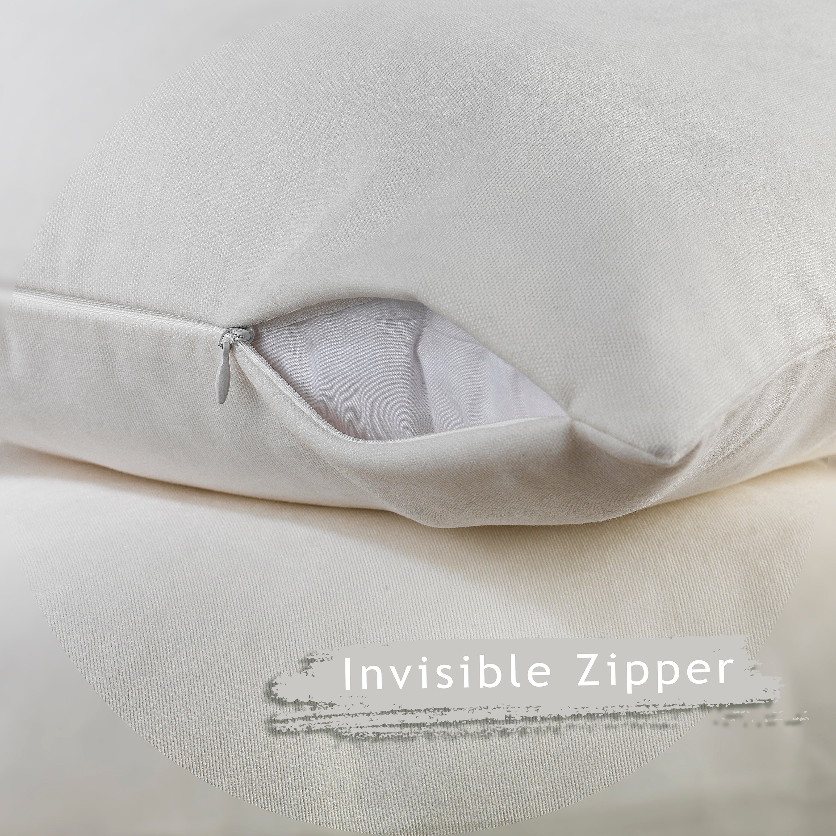 Decorative Cushion Covers Set of 2 Hidden Zipper - Pure White