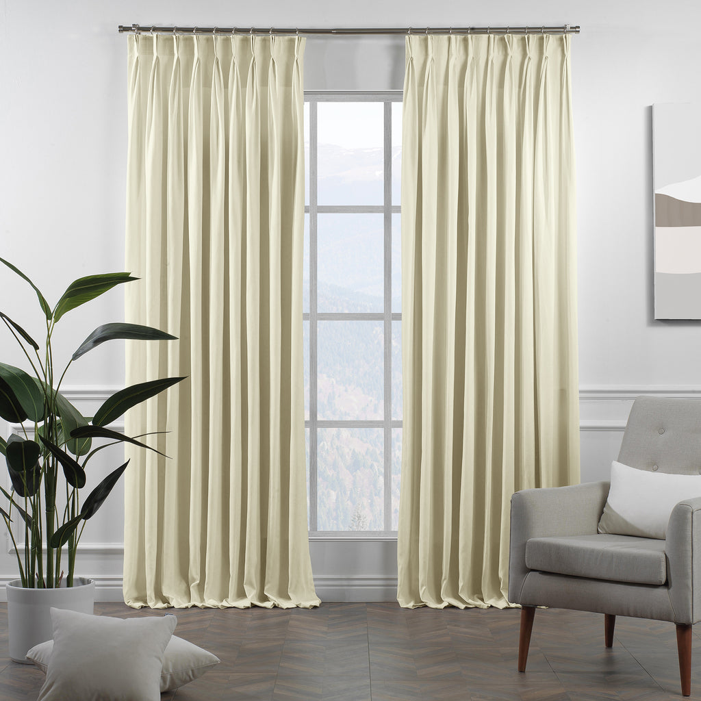 Decorative Pinch Pleated Curtain Single Panel - Cream