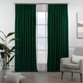 Decorative Pinch Pleated Curtain Single Panel - Dark Green