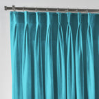 Shiny Velvet Pinch Pleated Curtain Single Panel - Azure