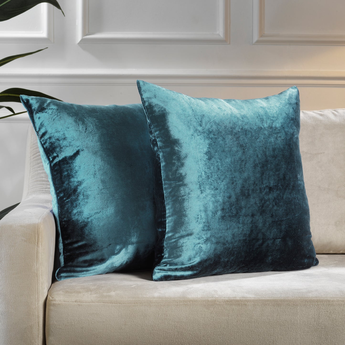 Shiny Velvet Cushion Covers Set of 2 Hidden Zipper - Air Force