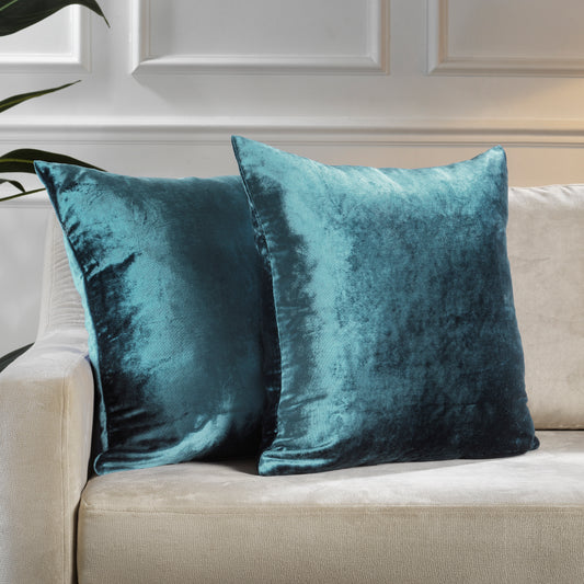 Shiny Velvet Cushion Covers Set of 2 Hidden Zipper - Air Force