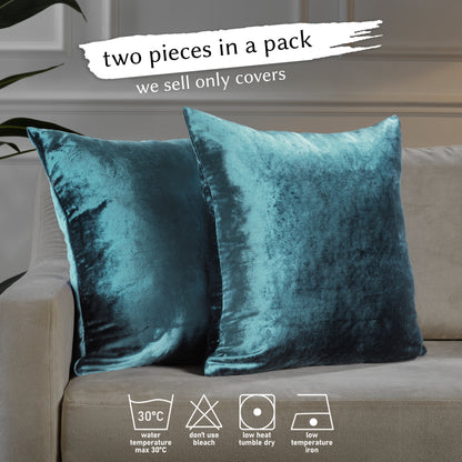 Shiny Velvet Cushion Covers Set of 2 Hidden Zipper - Air Force