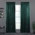 Shiny Velvet Pinch Pleated Curtain Single Panel - Emerald
