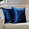 Shiny Velvet Cushion Covers Set of 2 Hidden Zipper - Navy Blue