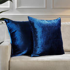 Shiny Velvet Cushion Covers Set of 2 Hidden Zipper - Navy Blue