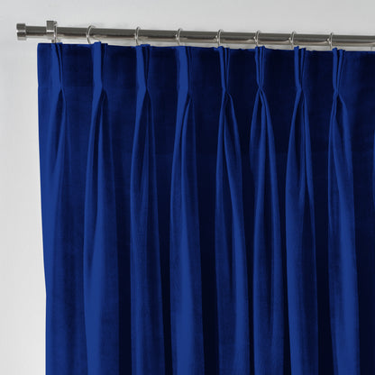 Shiny Velvet Pinch Pleated Curtain Single Panel - Navy Blue