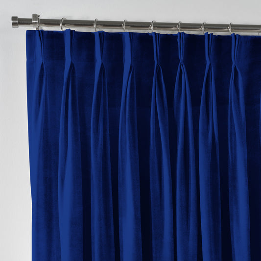 Shiny Velvet Pinch Pleated Curtain Single Panel - Navy Blue