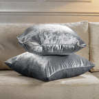 Shiny Velvet Cushion Covers Set of 2 Hidden Zipper - Silver