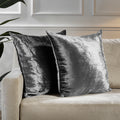 Shiny Velvet Cushion Covers Set of 2 Hidden Zipper - Grey