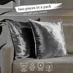 Shiny Velvet Cushion Covers Set of 2 Hidden Zipper - Grey