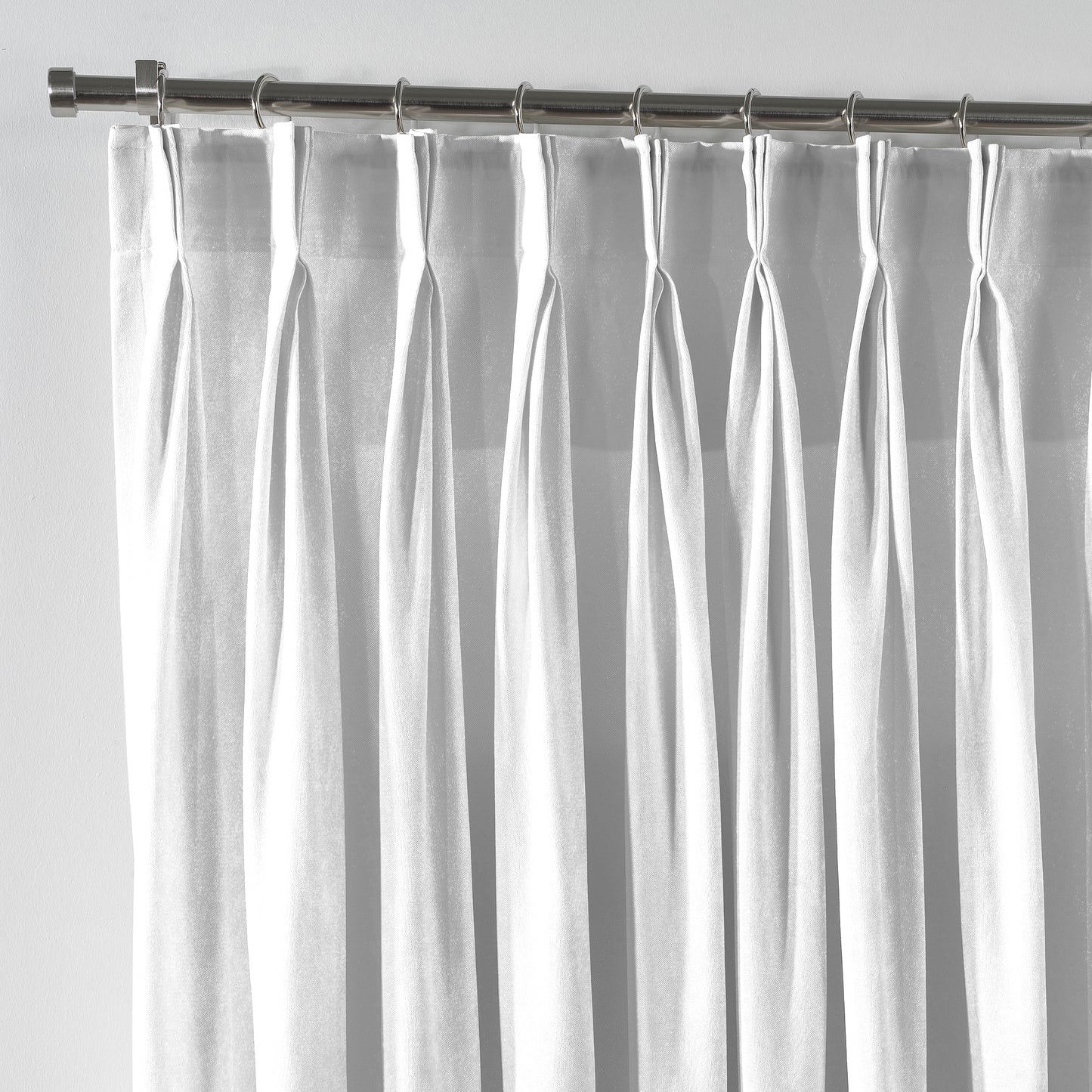 Shiny Velvet Pinch Pleated Curtain Single Panel - White