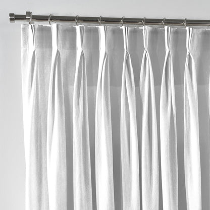Shiny Velvet Pinch Pleated Curtain Single Panel - White