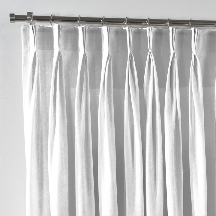 Shiny Velvet Pinch Pleated Curtain Single Panel - White