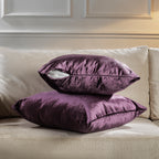 Shiny Velvet Cushion Covers Set of 2 Hidden Zipper - Eggplant